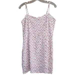 Olivaceous 90s Mini Dress Tank Floral Sleeveless Back Zip White Red L NWOT